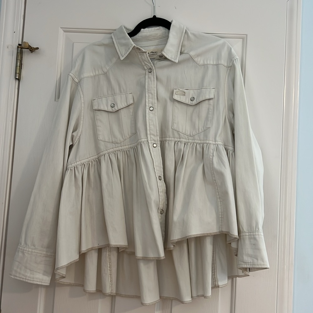 “We the Free” - Free People Oversized Button Up Shacket/Top